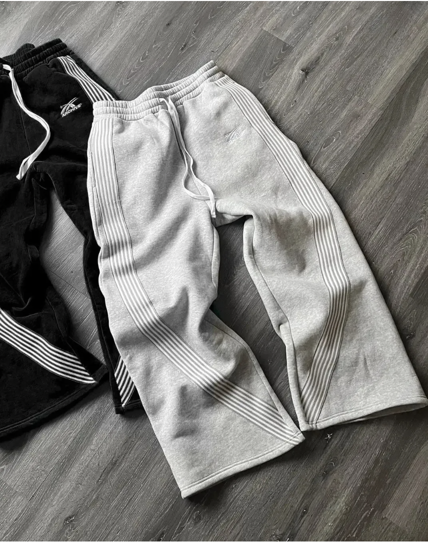 Embroidered Gray Casual Pants Camo