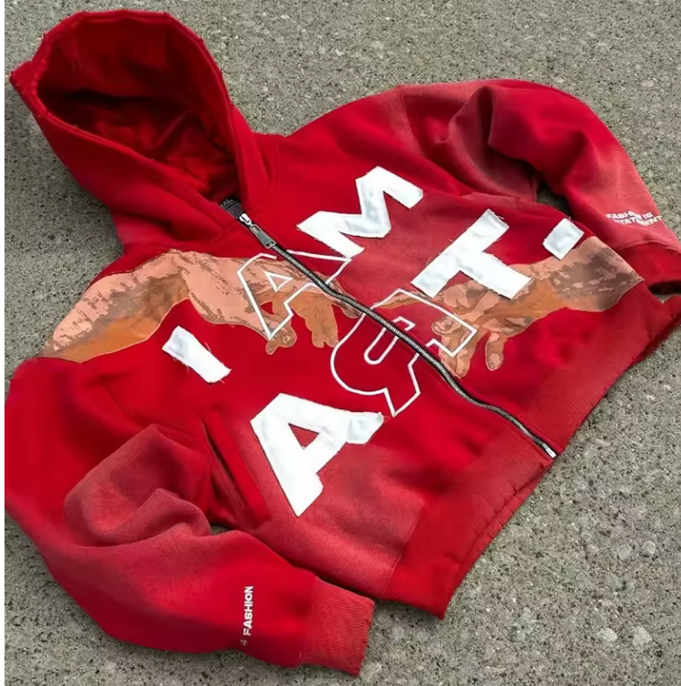 treetwear Sweatshirt Letter Prints Graphics Zipper Hoodie